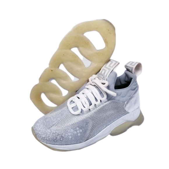 VersaceLeather Glitter Accents Sneakers EU 35.5 Wmns US Sz 5- 5.5 - Picture 5 of 7